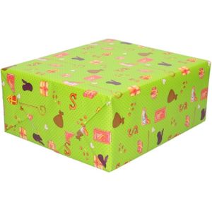 25x Inpakpapier/cadeaupapier Sinterklaas print groen - Cadeaupapier