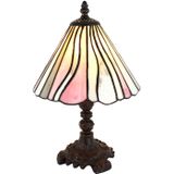 HAES DECO - Tiffany Tafellamp Wit, Grijs, Roze Ø 20x34 cm Fitting E14 / Lamp max 1x25W