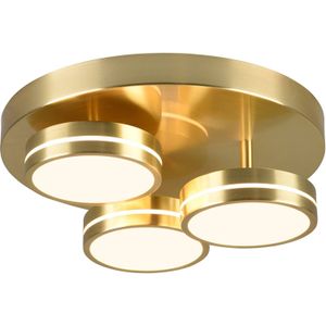 LED Plafondlamp - Plafondverlichting - Trion Franco - 25.5W - Warm Wit 3000K - 3-lichts - Dimbaar - Rond - Mat Goud -