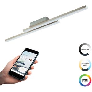 EGLO connect.z Fraioli-Z Smart Plafondlamp - 105,5 cm - Grijs/Wit - Instelbaar RGB & wit licht - Dimbaar - Zigbee