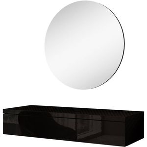 Meubella - Kaptafel Amaretto - Zwart - 100 cm - Met spiegel