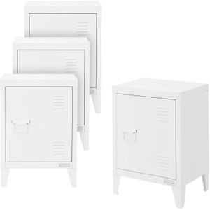 ML-Design set van 4 archiefkasten, 40x30x57,5 cm, wit, gemaakt van staal, vrijstaande kantoorkast met 4 poten, kleine
