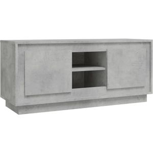 The Living Store TV Meubel - Betongrijs - 102 x 35 x 45 cm - Duurzaam materiaal - voldoende opbergruimte en praktische