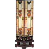 HAES DECO - Tiffany Tafellamp 15x15x54 cm Beige Glas Tiffany Bureaulamp