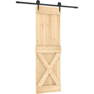 vidaXL Schuifdeur met beslag 70x210 cm massief grenenhout