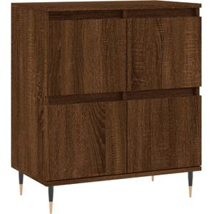 The Living Store Dressoir Houston - Buffetkast - 60 x 35 x 70 cm - Bruineiken - Bewerkt hout en ijzer