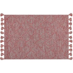 NIGDE - Laagpolig vloerkleed - Rood - 160 x 230 cm - Katoen