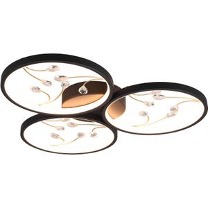LED Plafondlamp - Plafondverlichting - Trion Moovy - 30W - Warm Wit 3000K - Dimbaar - Rond - Mat Zwart - Aluminium