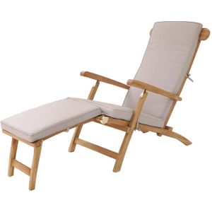 AXI Costa ligstoel van Teak Hout met Kussen Lounger Deckchair / Tuinligstoel verstelbaar in 4 standen