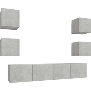 The Living Store TV-meubelset - betongrijs - 80 x 30 x 30 cm - wandgemonteerd