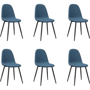 VidaXL Eetkamerstoelen 6 st. Fluweel Blauw