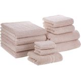 Beliani ATAI - Handdoek set - Roze - Katoen