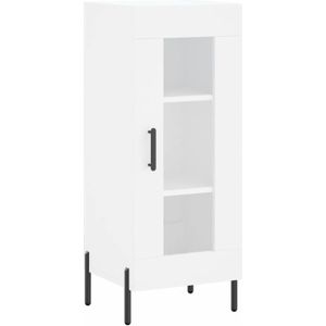 The Living Store Dressoir Classic White - 34.5 x 34 x 90 cm - Duurzaam hout - Met glazen deur