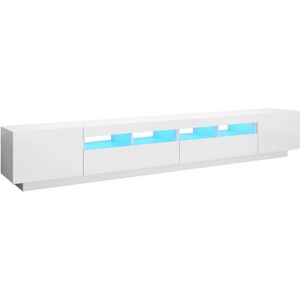 The Living Store TV-meubel - TV-meubel - 260 x 35 x 40 cm - Hoogglans wit - Met RGB LED-verlichting