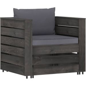 The Living Store Pallet Loungeset - Grenenhout - 77 x 70 x 66 cm - Antraciet