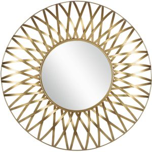 WOMO-DESIGN Decoratieve wandspiegel goud, Ø 84 cm, gemaakt van glas met metalen lijst