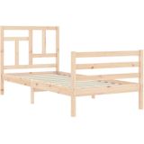 vidaXL Bedframe met hoofdbord massief hout