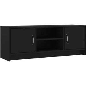 The Living Store TV-meubel - Zwart bewerkt hout - 102 x 30 x 37.5 cm - Trendy ontwerp
