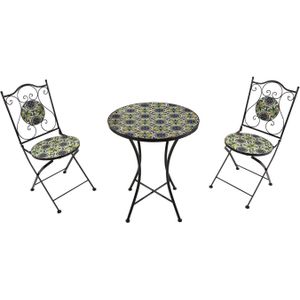 AXI Amélie 3-delige Mozaïek Bistroset Blauw/geel Bistro Set met tafel & 2 stoelen