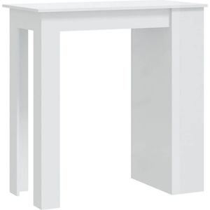 The Living Store Bartafel - Wit Hoogglans - 102x50x103.5cm - Met opbergvakken