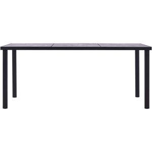 The Living Store Eettafel Modern MDF en Metalen Frame 200x100x75 cm Zwart/Betongrijs