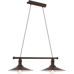 EGLO Vintage Stockbury Hanglamp - 2 Lichts - E27 - 80cm - Antiek Bruin