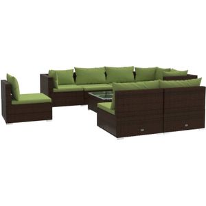 The Living Store Loungeset Poly Rattan - Bruin - Modulair Design - Waterbestendig