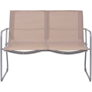 The Living Store Loungeset Tuin - Staal - Textileen - Taupe - 1+2 Stoel - 90x45x38cm Tafel