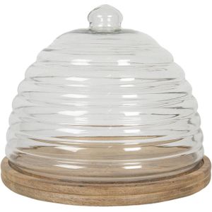 Clayre & Eef Stolp Ø 33x28 cm Hout Glas Rond Glazen Stolp