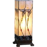 HAES DECO - Tiffany Tafellamp Beige, Bruin 18x18x45 cm Fitting E27 / Lamp max 1x40W
