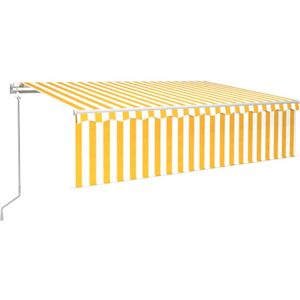 vidaXL Luifel automatisch uittrekbaar met rolgordijn 6x3 m geel en wit