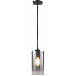 Freelight Hanglamp Ventotto 1 lichts Ø 15 cm rook glas zwart