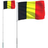 vidaXL Vlag met vlaggenmast Belgi?? 5,55 m aluminium