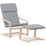 vidaXL Relaxstoel met voetenbankje stof lichtgrijs