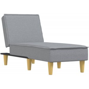 The Living Store Chaise Longue - Verstelbaar - Lichtgrijs - 55x140x70cm - Ademende Stof - Multiplex Frame