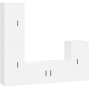The Living Store TV-meubel - klassiek design - bewerkt hout - wandgemonteerd - wit - 100 x 34.5 x 40 cm - 3 x 40