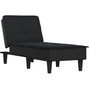The Living Store Chaise Longue - Verstelbaar - Zwart - 55 x 140 x 70 cm - Comfortabel en Stevig