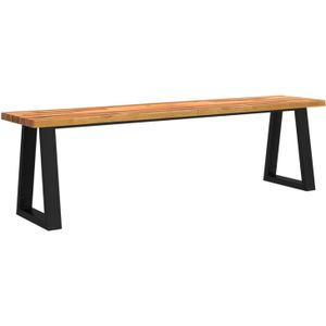 The Living Store Bankje met natuurlijke rand 160 cm massief acaciahout - Hocker