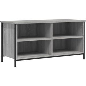 The Living Store Tv-meubel 100x40x50 cm bewerkt hout grijs sonoma eikenkleurig - Kast