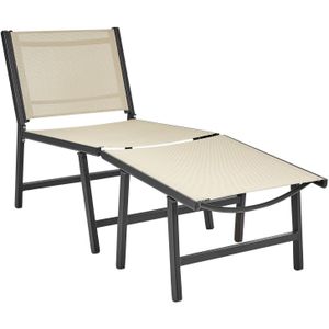 Beliani MARCEDDI - Tuinstoel-Beige-Textiel, Aluminium