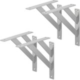 ML-Design 4 stuks plankdrager 240x240 mm, zilver, aluminium, zwevende plankdrager, plankdrager, wanddrager voor