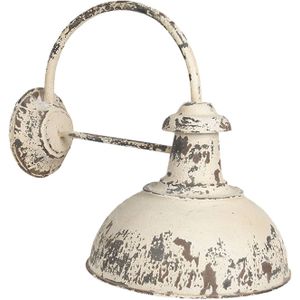 HAES DECO - Wandlamp - Industrial - Vintage / Retro Lamp, 47x30x40 cm - Wit Metaal - Ronde Muurlamp, Sfeerlamp