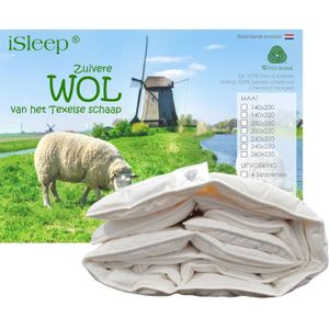 iSleep Wollen Dekbed - Enkel - 100% Wol - Lits-jumeaux - 240x220 cm