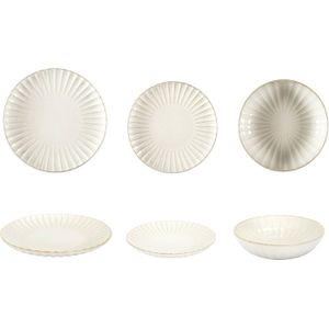 Servies 6 persoons 18-delig Vlora Stoneware Aardwerk - Creme