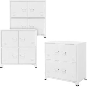 ML-Design set van 3 archiefkasten 75x40x80,5 cm wit, staal, kantoorkast vrijstaand 4 poten, metalen locker 4 deuren, 2