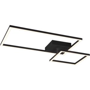 LED Plafondlamp - Plafondverlichting - Trion Paderno - 25W - Natuurlijk Wit 4000K - Dimbaar - Rechthoek - Mat Zwart -