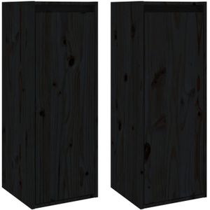 VidaXL-Wandkasten-2-st-30x30x80-cm-massief-grenenhout-zwart