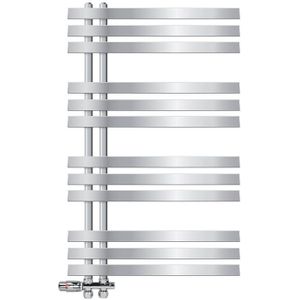 LuxeBath badkamer radiator Ijzer EM 600x1000 mm chroom middenaansluiting met aansluitset thermostaat door vloer, design