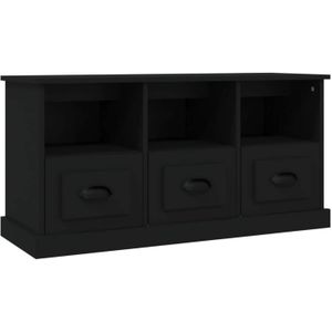 The Living Store Tv-meubel 100x35x50 cm bewerkt hout zwart - Kast