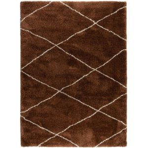 berber vloerkleed hoogpolig roest/cream - scandinavisch - nea - interieur05 - Polypropyleen - 137 x 200 cm - (S)